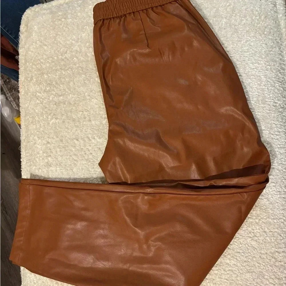 NWT Nine West Faux leather jogger trouser Sz S (2-4) Tan Maple Brown - Picture 7 of 9